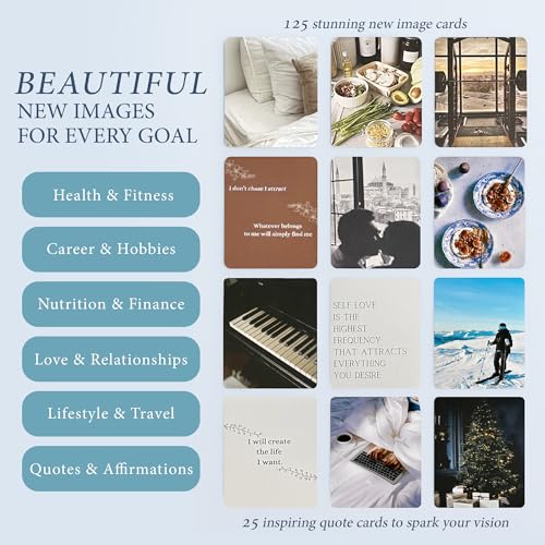 Daily Dopamine Vision Board Kit - Foldable Dream Board, 150 Interchangeable Aesthetic Image and Affirmation Cards, 400+ Adhesives, Unlimited Collage Mood Board - Vision Board Supplies, Manifestation & Goal Setting - Image 4