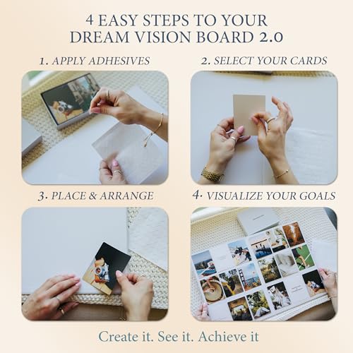 Daily Dopamine Vision Board Kit - Foldable Dream Board, 150 Interchangeable Aesthetic Image and Affirmation Cards, 400+ Adhesives, Unlimited Collage Mood Board - Vision Board Supplies, Manifestation & Goal Setting - Image 3