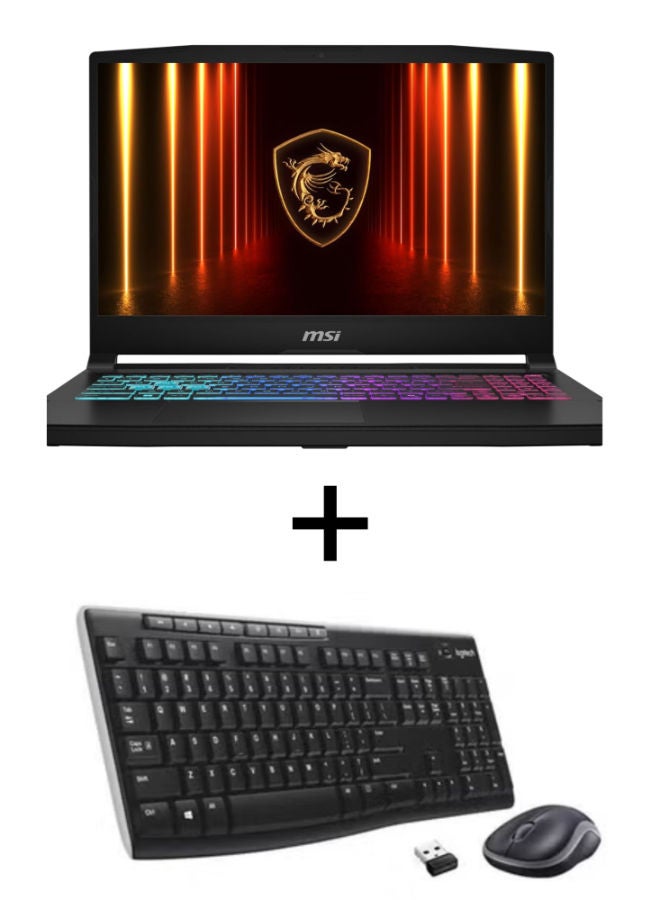 إم اس أي لابتوب كاتانا 15 HX بشاشة 15.6 بوصة QHD / معالج Intel Core i7-14650HX / ذاكرة 16 جيجابايت / قرص SSD بسعة 1 تيرابايت / بطاقة رسومات NVIDIA GeForce RTX 5070 / مع لوحة مفاتيح وماوس لاسلكيين Logitech Mk270 اللغة الإنجليزية black - Image 1