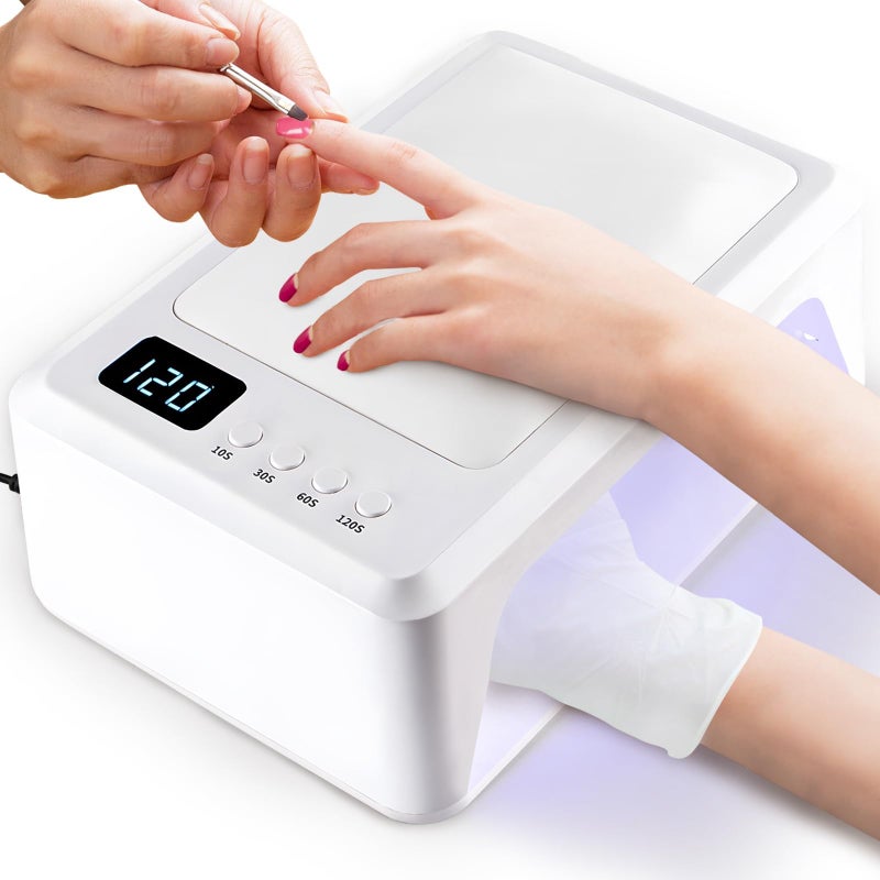 Kalolary 72W UV Led Nail Lamp for Gel Nail Polish Press On Nails Curing Kalolary Large UV Nail Light Curing Nail Dryer with Nail Arm Rest  UV Gloves for Nail Art Nail Technician Salon Use 