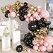 MEBAY Black Pink and Gold Balloon Garland Arch Kit 156 Pastel Pink Matte Black Metallic Gold Balloons for Women Girls Party Birthday Wedding Bridal Shower Bachelorette Anniversary Graduations - Image 2