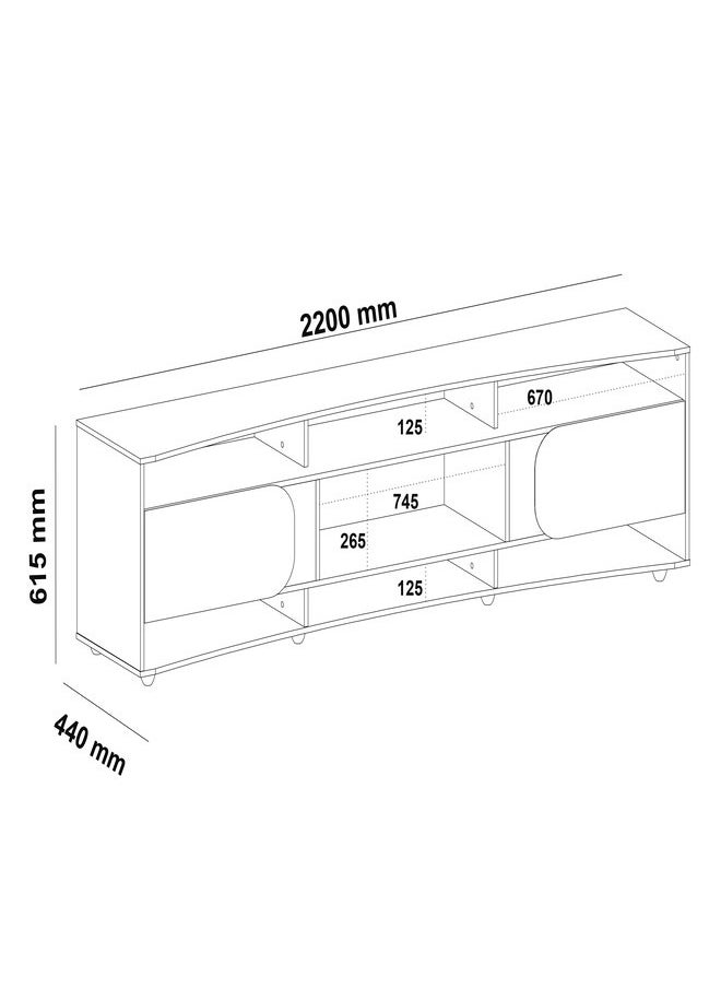طاولة تلفزيون 85"/90" بوصة مع ارفف لون اوف وايت 220*6105*44