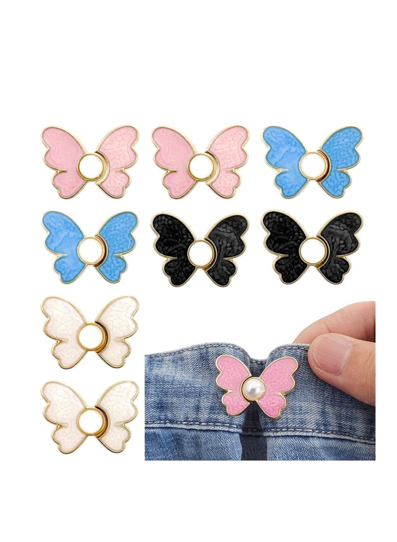 SYOSI Waistband Tightener, 8 Pcs Cute Butterfly Button Pins – Detachable & Adjustable Waist Tighteners for Loose Jeans,  No Nails, No Fuss, No Sewing Required, Pants Clips for Waist (4 Colors) - Image 1