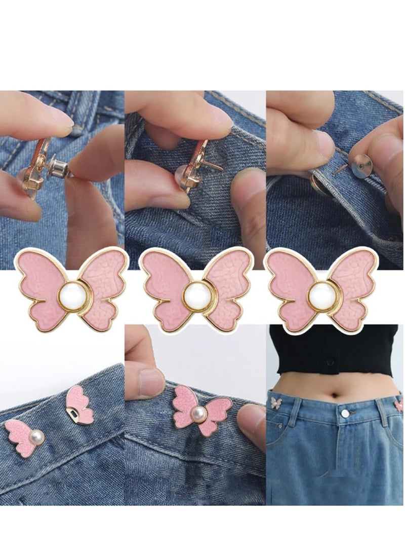 SYOSI Waistband Tightener, 8 Pcs Cute Butterfly Button Pins – Detachable & Adjustable Waist Tighteners for Loose Jeans,  No Nails, No Fuss, No Sewing Required, Pants Clips for Waist (4 Colors) - Image 4