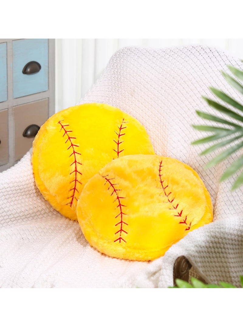 KASTWAVE 2Pcs Softball Plush Pillow, Sports Pillows, Decorative Pillow, Volleyball Pillow, Fluffy Stuffed Throw Pillow, Couch Bed Pillow Cushions, Softball Volleyball Room Decor for Bedroom Decoration Supplies - Image 1