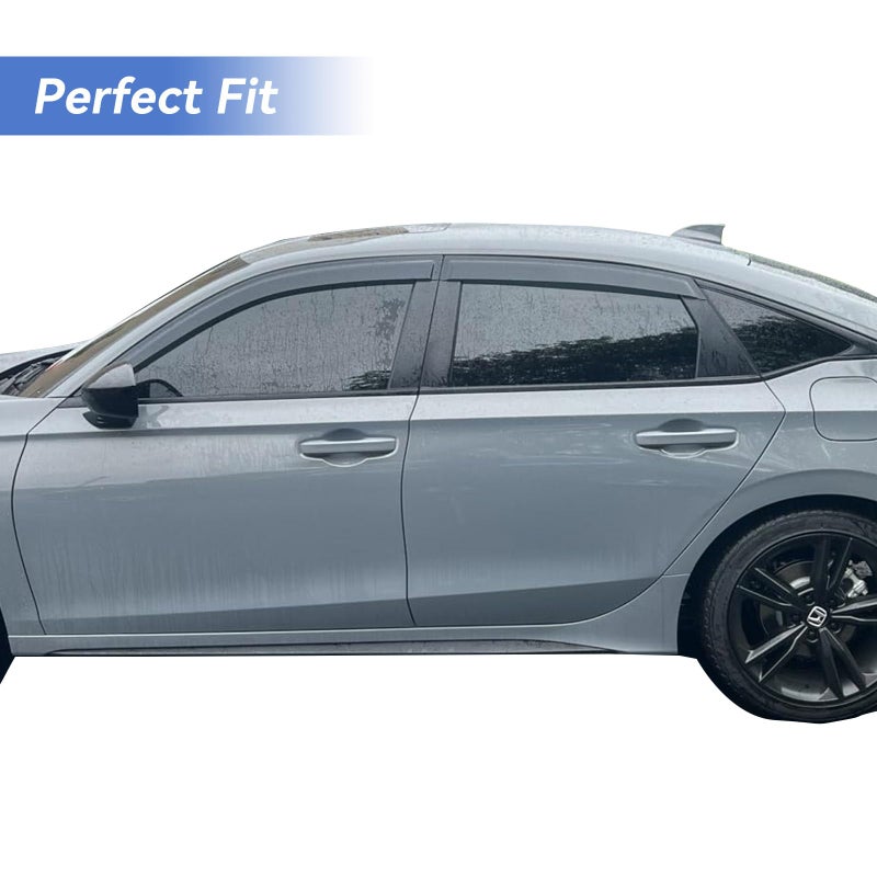 YQAUTEC Window Visors Rain Guards for 2022 2023 2024 2025 2026 Honda Civic, Out-Channel Window Vent Wind Deflectors Visors Shades for 22 23 24 25 26 Civic, for Sedan ONLY - Image 2