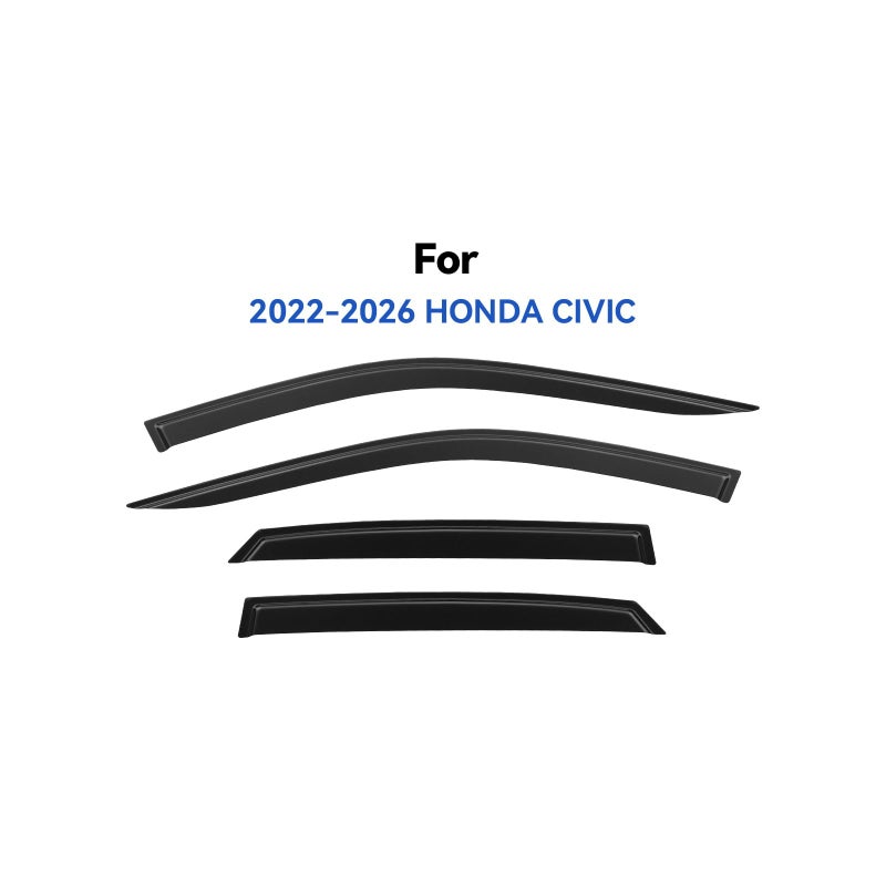 YQAUTEC Window Visors Rain Guards for 2022 2023 2024 2025 2026 Honda Civic, Out-Channel Window Vent Wind Deflectors Visors Shades for 22 23 24 25 26 Civic, for Sedan ONLY - Image 4