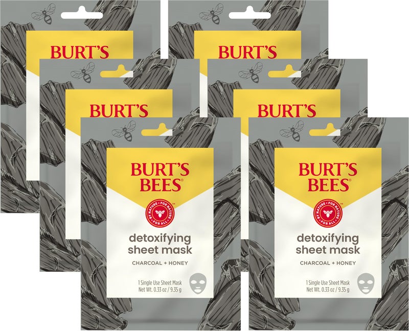 Burt's Bees Detoxifying Charcoal Facial Sheet Mask, Single Use Face Mask, 1 Count, Pack of 4 (Package May Vary) - Image 1