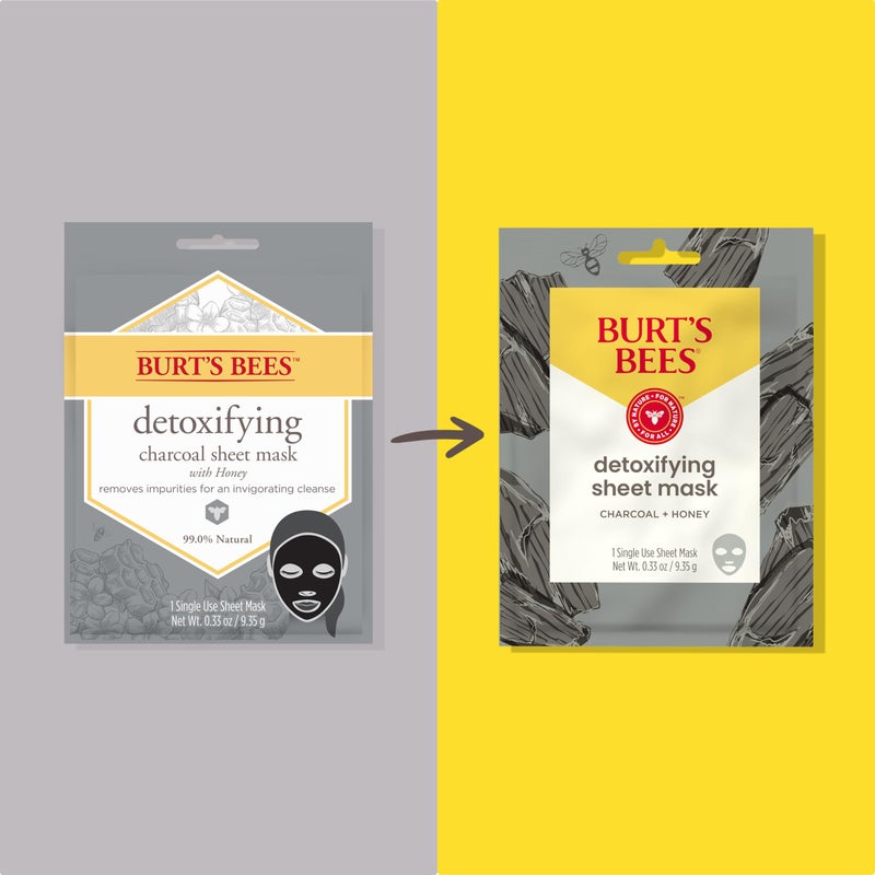 Burt's Bees Detoxifying Charcoal Facial Sheet Mask, Single Use Face Mask, 1 Count, Pack of 4 (Package May Vary) - Image 2