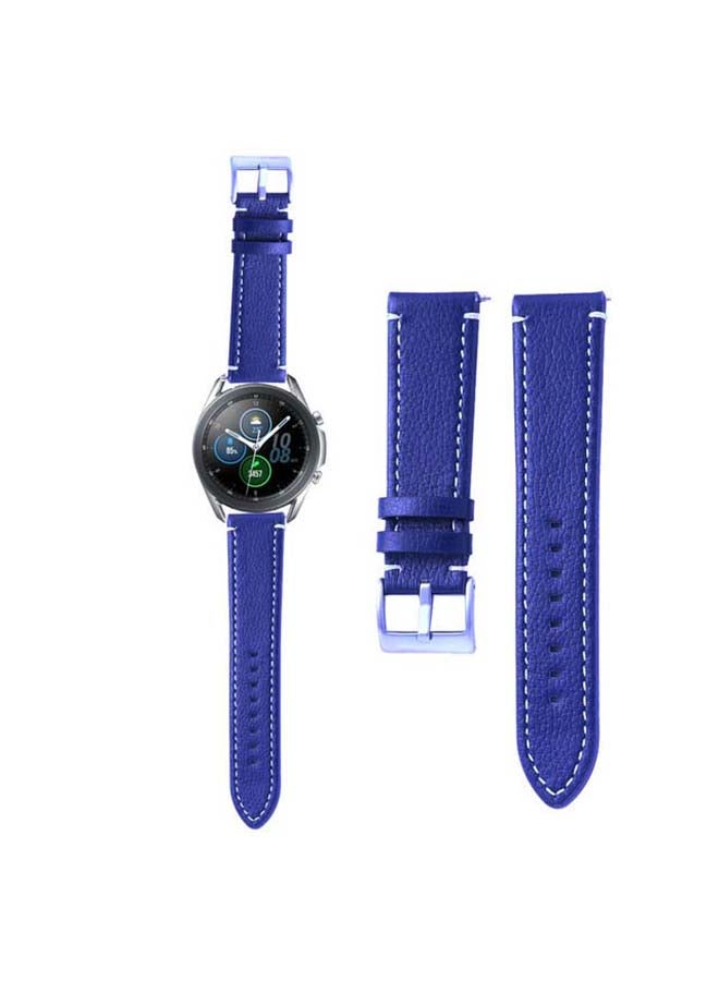 Perfii Genuine Leather Replacement Band for Samsung Galaxy Watch3 45mm Blue - Image 1