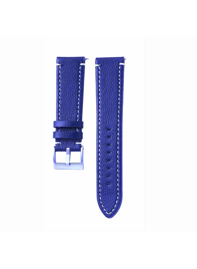 Perfii Genuine Leather Replacement Band for Samsung Galaxy Watch3 45mm Blue - Image 2