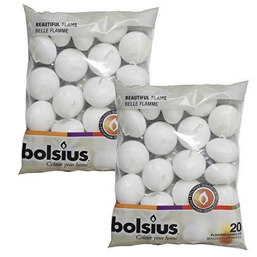 BOLSIUS Unscented Floating Candles Ã¢â‚¬â€œ Set of 40 White Floating Candles Ã¢â‚¬â€œ Cute and Elegant Burning Candles - Image 1