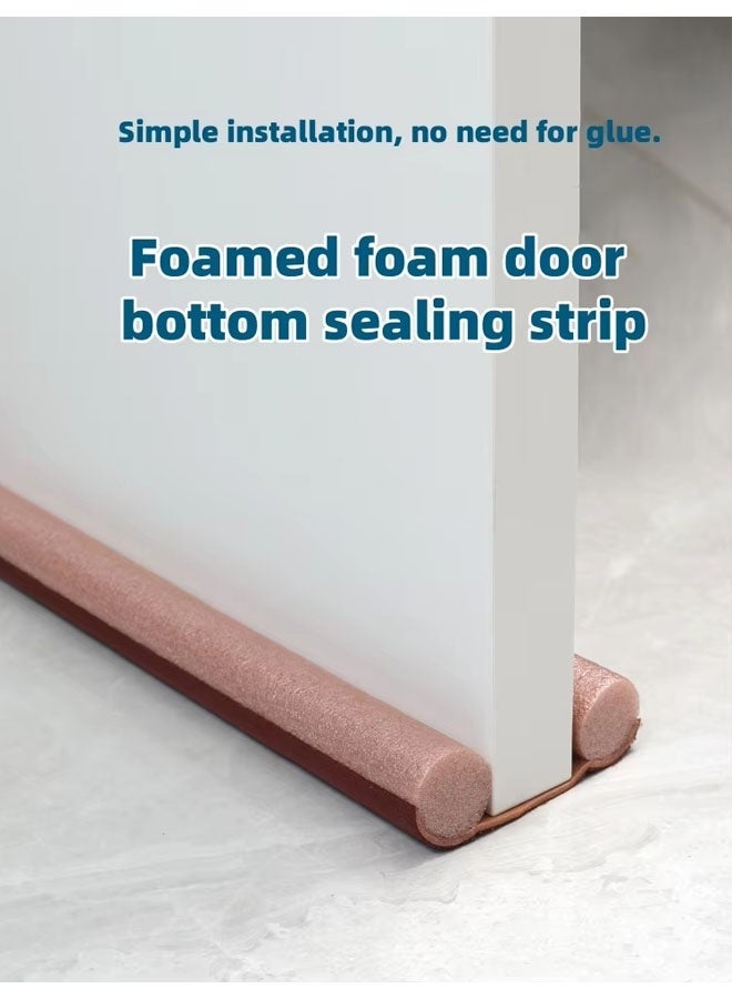 Under Door Draft Stopper,Wind-proof and Mosquito-proof Sponge Sealing Strip,Double-sided Energy Saving Door Weather Stripping Reduce Noise Window Breeze Blocker Adjustable Cuttable Door Sweeps Strip, Brown - Image 1