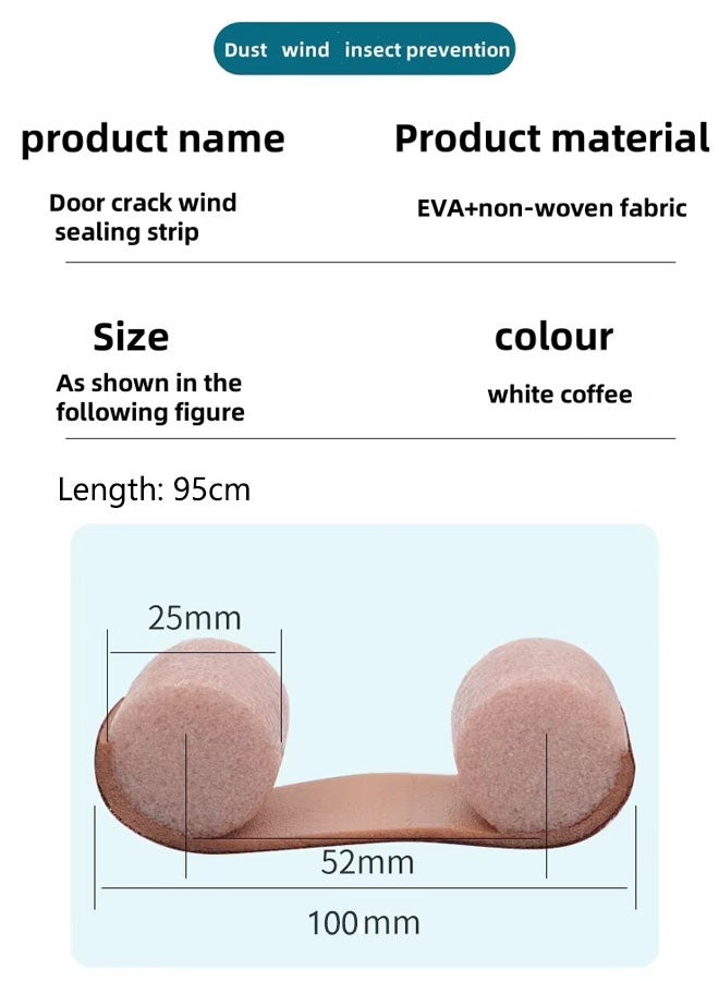 Under Door Draft Stopper,Wind-proof and Mosquito-proof Sponge Sealing Strip,Double-sided Energy Saving Door Weather Stripping Reduce Noise Window Breeze Blocker Adjustable Cuttable Door Sweeps Strip, Brown - Image 2
