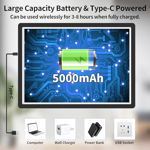 TOHETO Rechargeable Magnetic A2 Light Board 25.2''x18.4'', Large Diamond Painting Light Pad with Side Buttons, 3 Light Colors Light Box for Tracing and Drawing, Dimming LED Light Table for Sketching - Image 3