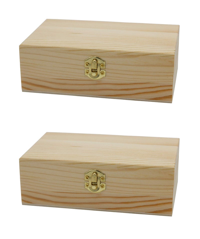 Creative Hobbies Unfinished Wood Craft Box â€“ Light Unfinished Wood with Clasp â€“ Make Your Own Gift, Jewelry, Photo Storage - Decorate with Paint, Ribbon, Decoupage and More â€“ 6" x 4" x 2" (1) - Image 1