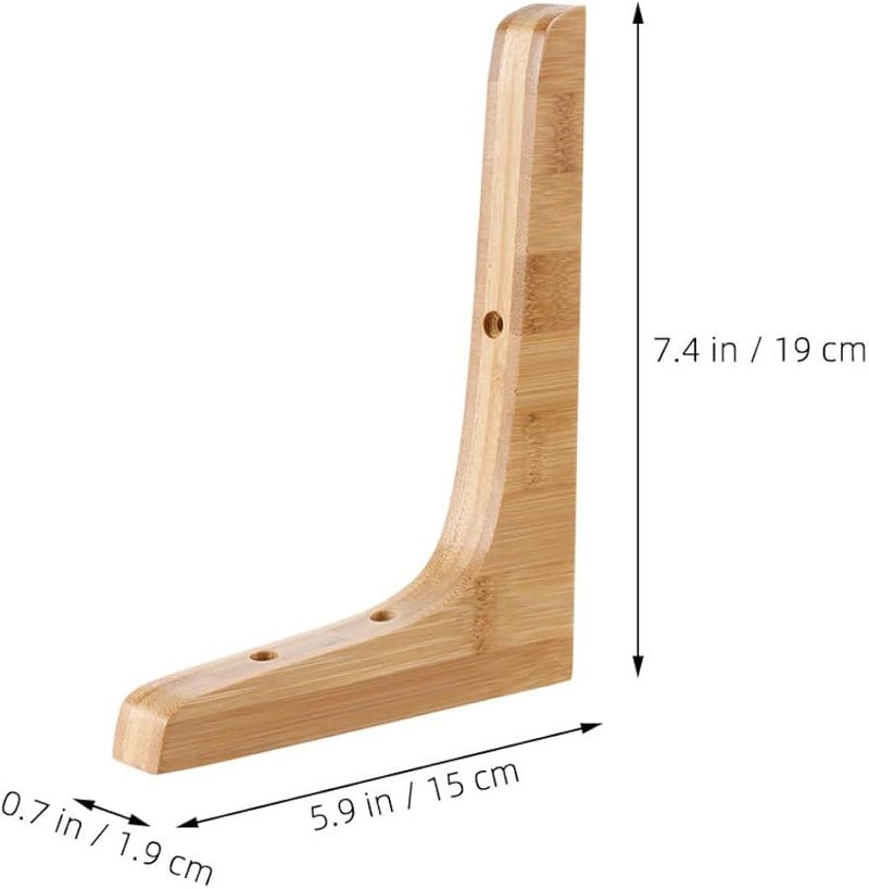 2Pcs Wooden Floating Shelf Brackets Wall Mounted Triangle Design For Plants Decor - Image 5