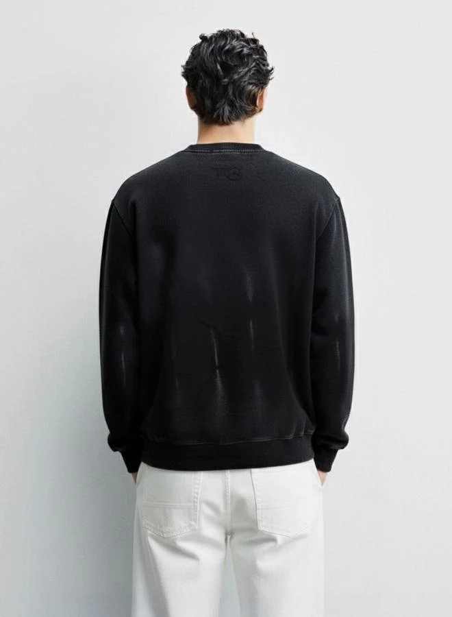 The Indian Garage Co Men Relaxed Fit Embroidered Crew Neck Full Sleeves Sweatshirt