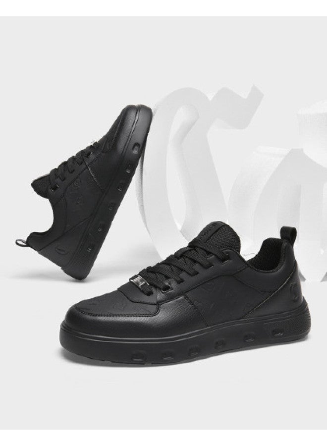 Cabbeen Super Light Brand Logo Embossed Men's Shoes 25 Autumn Lychee Grain Leather Texture Wear-resistant Board Shoes - Image 1