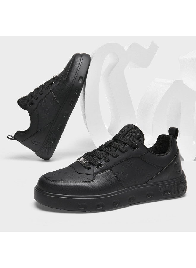 Cabbeen Super Light Brand Logo Embossed Men's Shoes 25 Autumn Lychee Grain Leather Texture Wear-resistant Board Shoes - Image 3