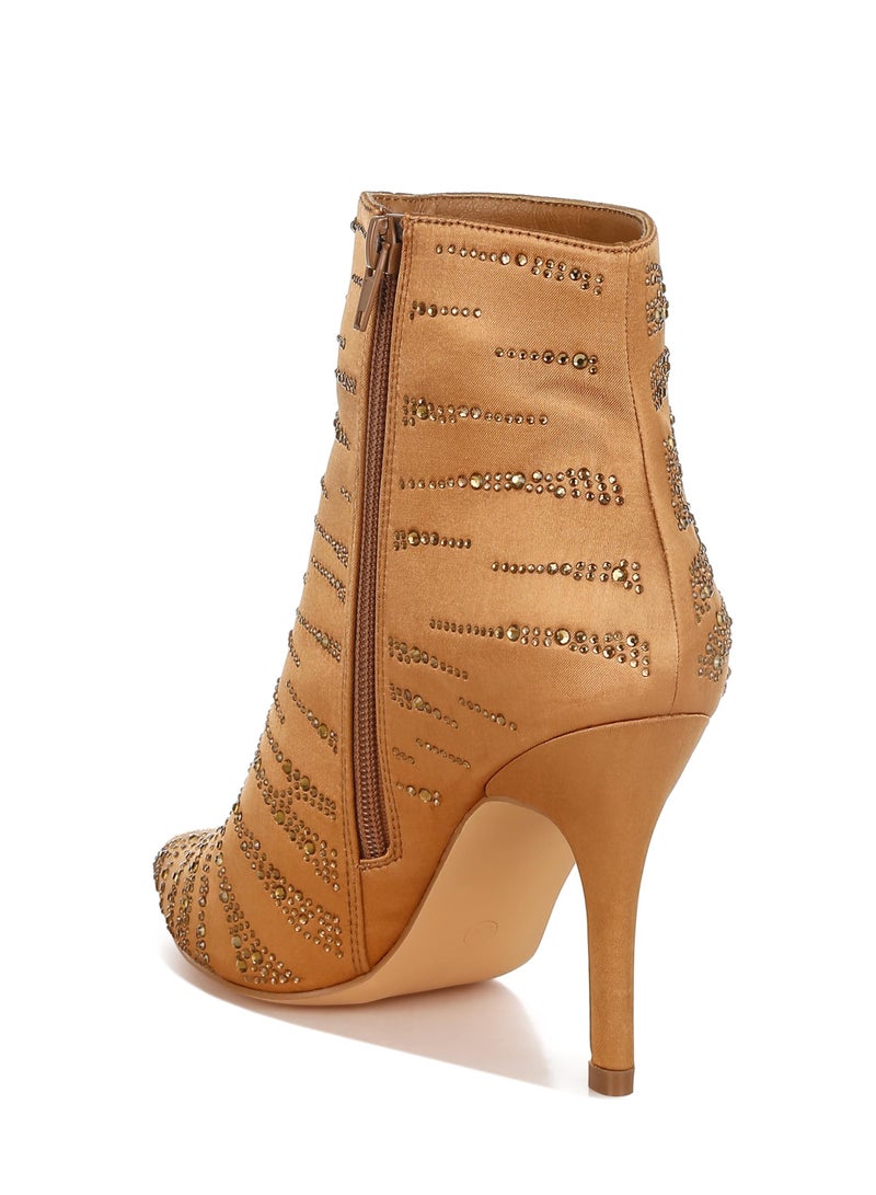 لندن راج أحذية حفلات نسائية من لندن راغ، مصنوعة من الساتان المرصع بأحجار الراين، باللون البني - Image 3