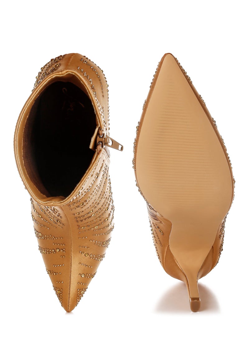 لندن راج أحذية حفلات نسائية من لندن راغ، مصنوعة من الساتان المرصع بأحجار الراين، باللون البني - Image 4