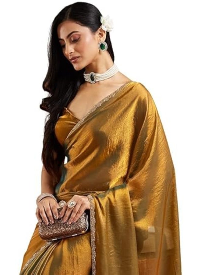 مملكة الإكسسوارات ساري شيفون نسائي ثنائي اللون (مع بلوزة) - Image 1