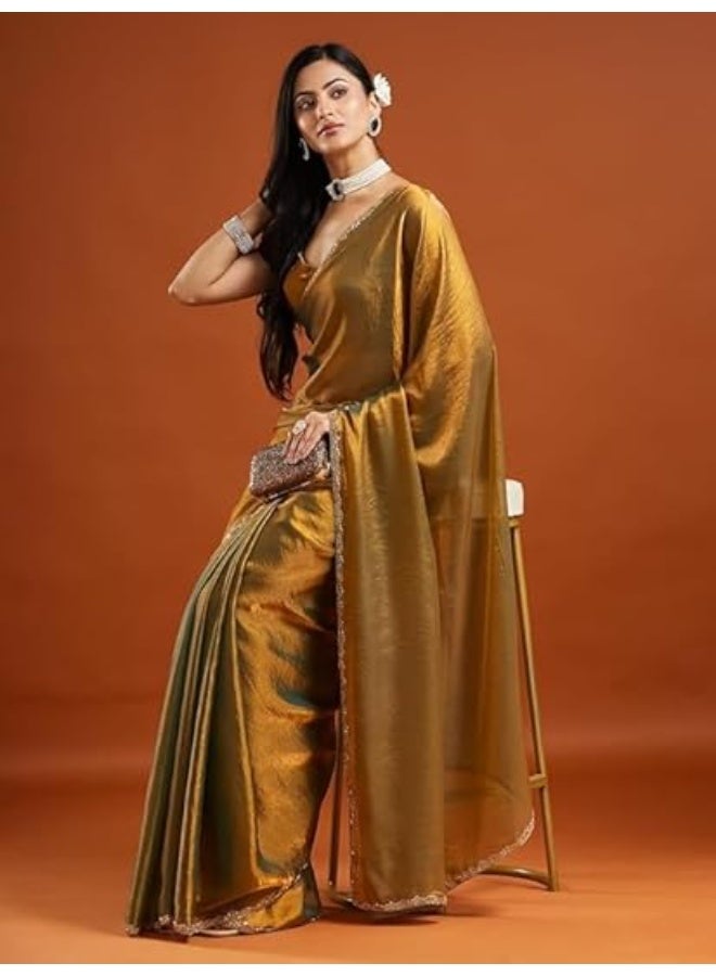 مملكة الإكسسوارات ساري شيفون نسائي ثنائي اللون (مع بلوزة) - Image 2