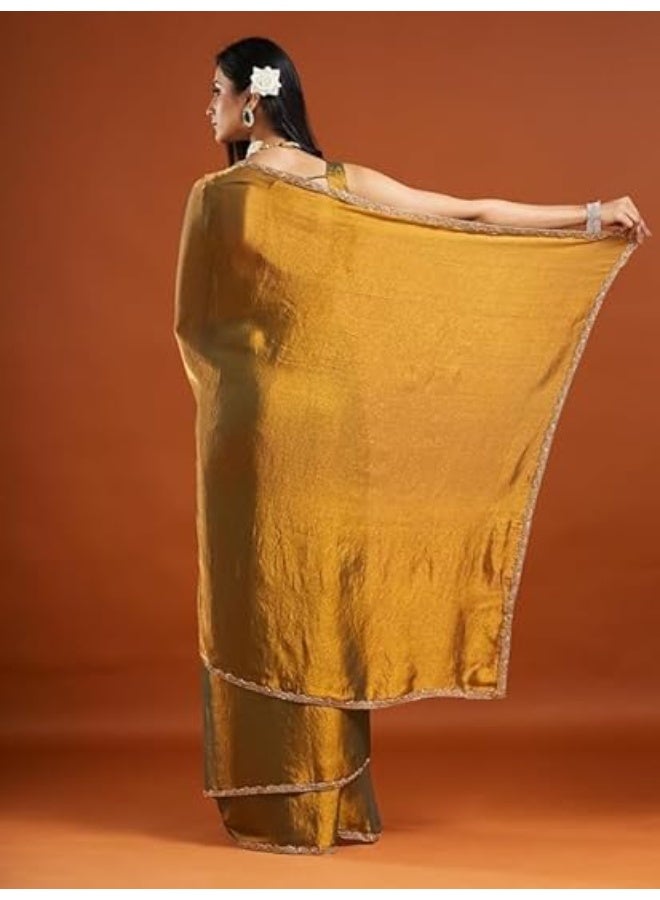 مملكة الإكسسوارات ساري شيفون نسائي ثنائي اللون (مع بلوزة) - Image 3