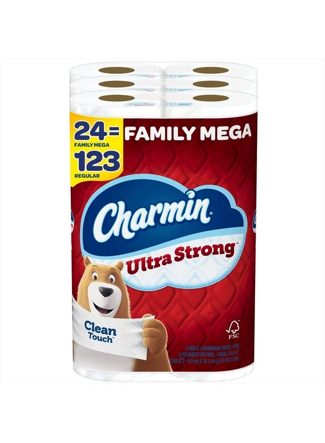Charmin Ultra Strong Clean Touch Toilet Paper, 24 Family Mega Rolls = 123 Regular Rolls - Image 1