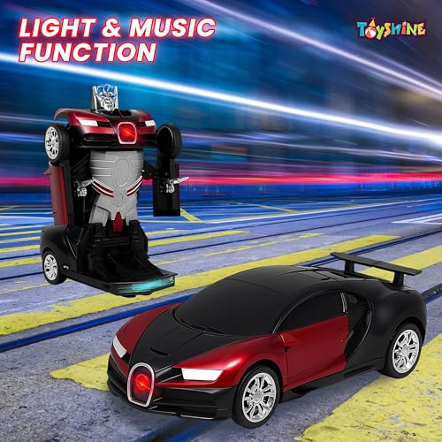 Toyshine Robot to Car Deformation Musical Toy, Battery Operated Robot with Realistic Sound, Red - Image 2