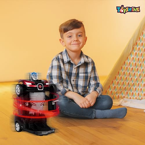 Toyshine Robot to Car Deformation Musical Toy, Battery Operated Robot with Realistic Sound, Red - Image 4