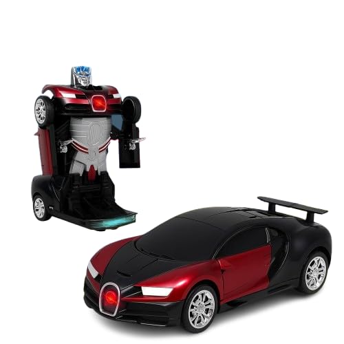 Toyshine Robot to Car Deformation Musical Toy, Battery Operated Robot with Realistic Sound, Red - Image 1