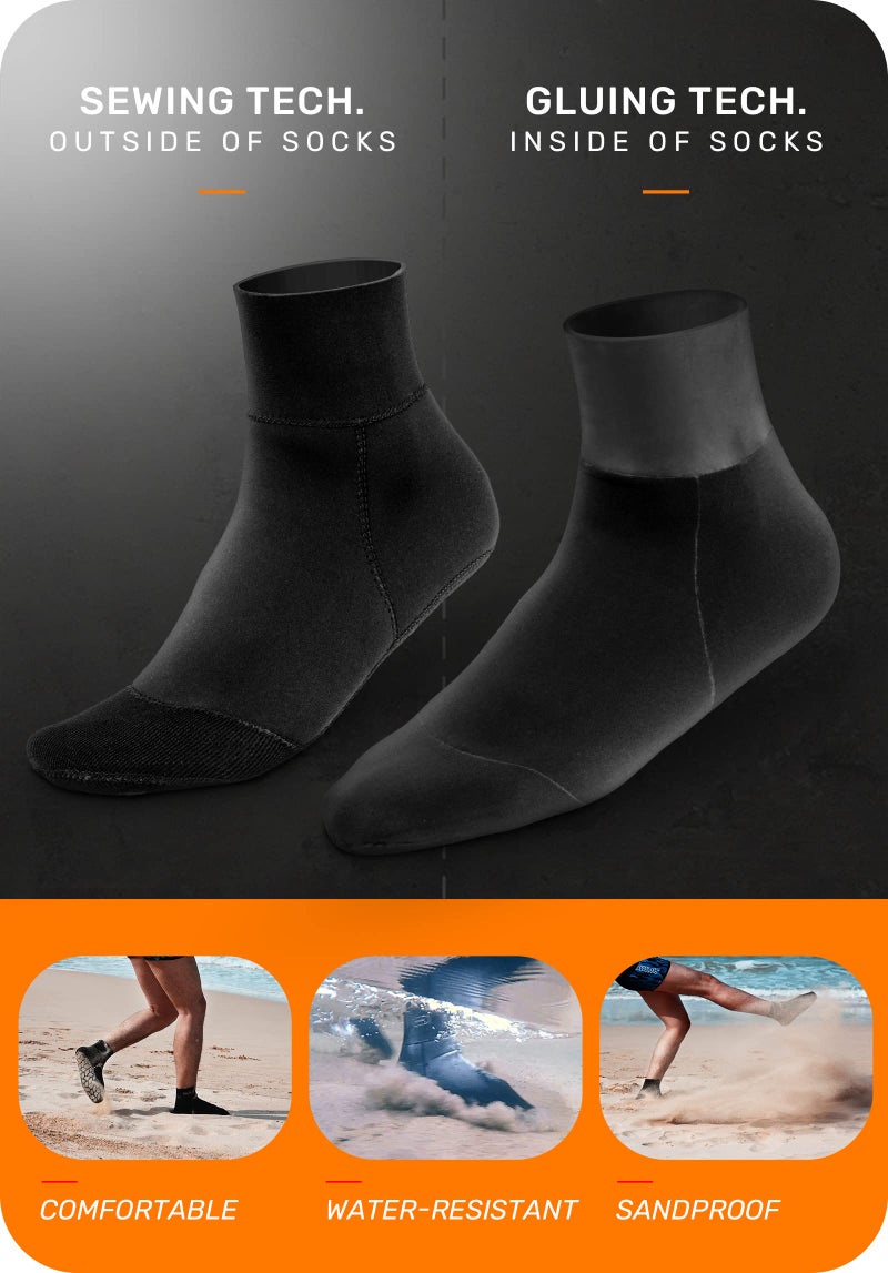 CAPAS 2mm Neoprene Socks, Beach Volleyball Sand Proof Socks, Wetsuit Diving Socks Keep Warm for Men Women - Image 3
