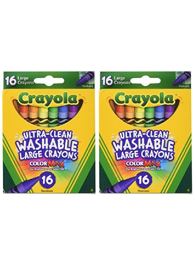 Crayola Large Washable Crayons 16 Pack 2 Packs - Image 1