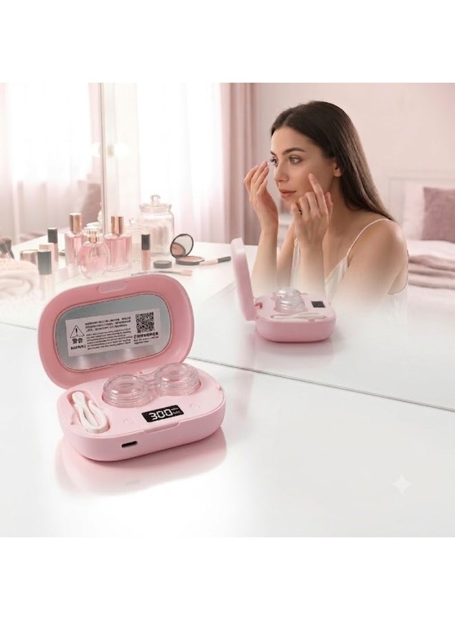 Ultrasonic Contact Lens Cleaning Case with LED Digital Display, Rechargeable USB Type-C Contact Lens Cleaner, Portable Contact Lens Washing Machine with Lens Tweezer and Insertion Tool for Daily Home and Travel Use - Image 1