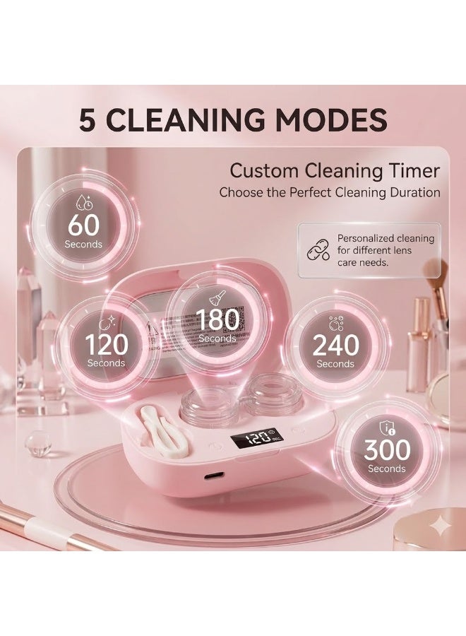 Ultrasonic Contact Lens Cleaning Case with LED Digital Display, Rechargeable USB Type-C Contact Lens Cleaner, Portable Contact Lens Washing Machine with Lens Tweezer and Insertion Tool for Daily Home and Travel Use - Image 4