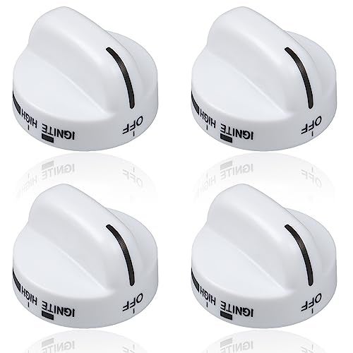 Reyhoar Range Burner Knob White 8273104, Gas Stove Knob Replacement Part Fit for Whirlpool & Sears - Replaces WP8273104 PS393679-4 Pack - Image 1