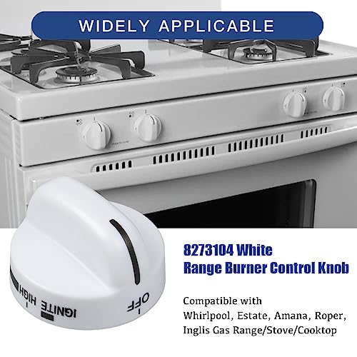 Reyhoar Range Burner Knob White 8273104, Gas Stove Knob Replacement Part Fit for Whirlpool & Sears - Replaces WP8273104 PS393679-4 Pack - Image 2