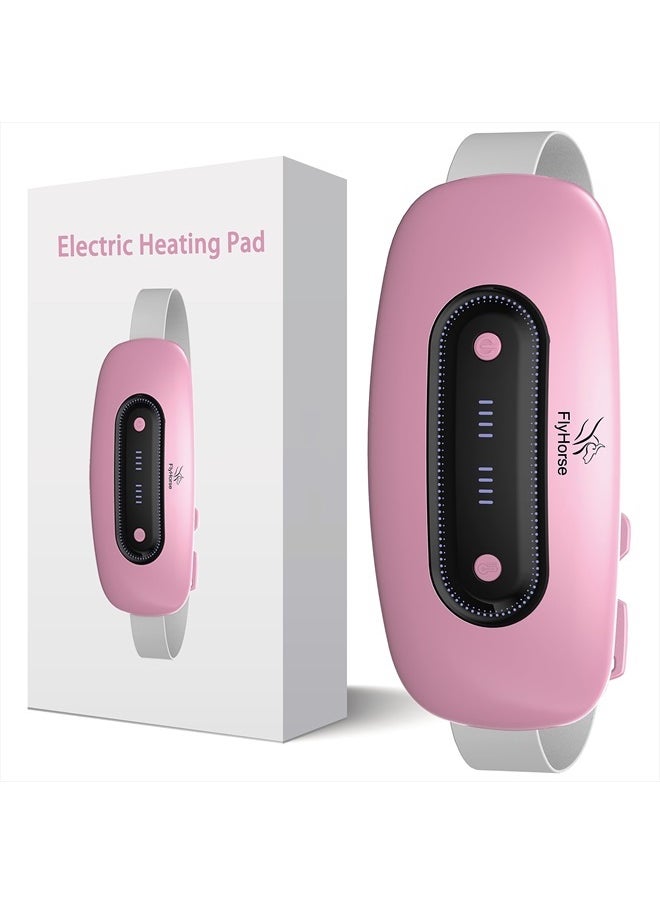 Flyhorse Electric Heating Pad, Portable Cordless Menstrual Heating Pad with 4 Heat Levels and 4 Massage Modes, Heating Pad for Cramps,Back Pain Relief (Pink)  - Image 1