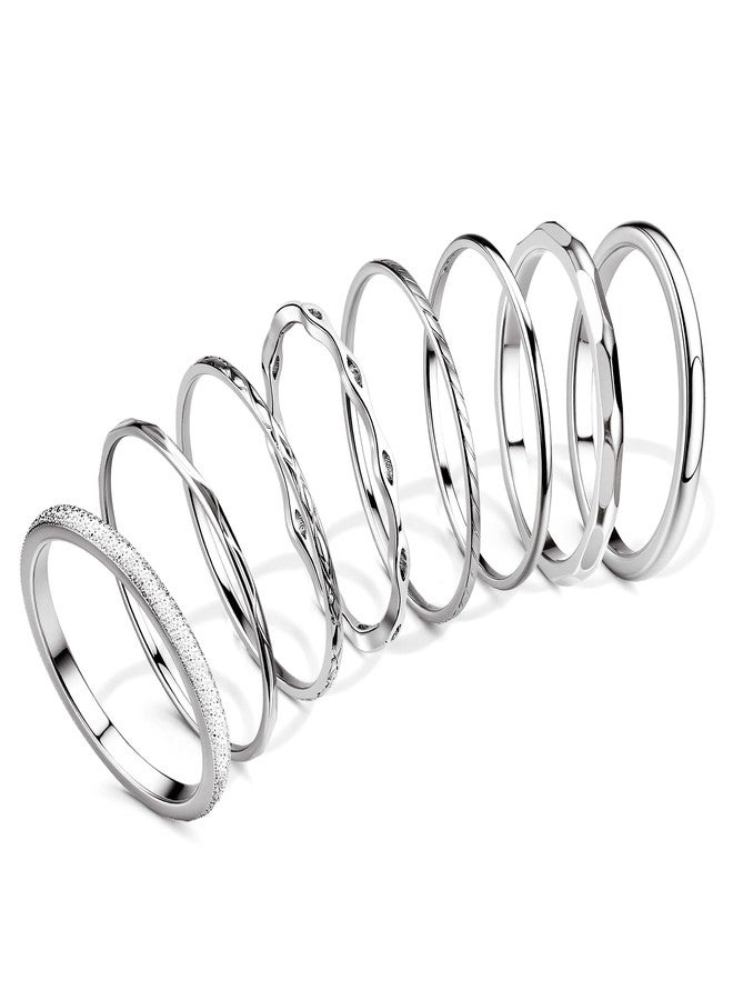 YADOCA 8Pcs 1MM 2MM Stainless Steel Rings for Women Men Minimalist Fashion Dainty Plain Thin Knuckle Stacking Midi Thumb Rings Stackable Statement Band Rings Set Silver Gold Tone Size 4-12, 10 - Image 1