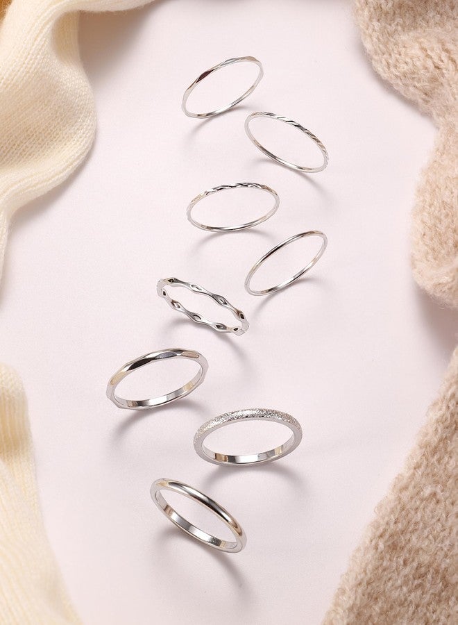YADOCA 8Pcs 1MM 2MM Stainless Steel Rings for Women Men Minimalist Fashion Dainty Plain Thin Knuckle Stacking Midi Thumb Rings Stackable Statement Band Rings Set Silver Gold Tone Size 4-12, 10 - Image 5