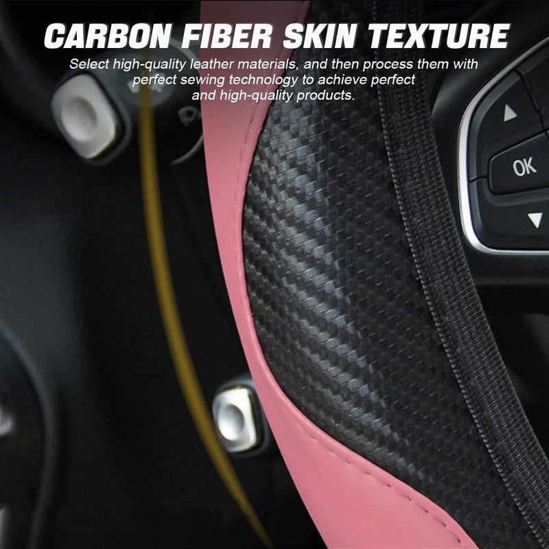 LoyaForba Black/Pink Steering Wheel Cover - Image 3