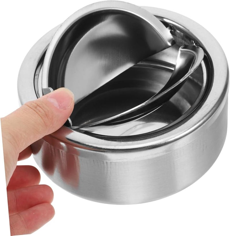 Stainless Steel Outdoor Ashtray with Lid Windproof Tabletop Design for Home Office - Image 4