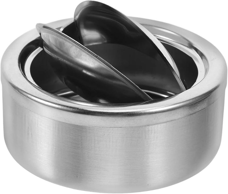 Stainless Steel Outdoor Ashtray with Lid Windproof Tabletop Design for Home Office - Image 2