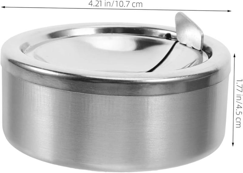Stainless Steel Outdoor Ashtray with Lid Windproof Tabletop Design for Home Office - Image 3