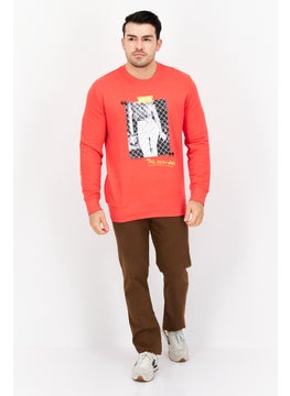 Levi's Men Crew Neck Long Sleeve Graphic Print Sweatshirts, Red Combo  - Image 3