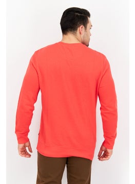 Levi's Men Crew Neck Long Sleeve Graphic Print Sweatshirts, Red Combo  - Image 4