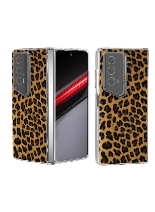 اس-توب جراب هاتف Honor Magic V2 RSR Porsche Design ABEEL بإطار شفاف وطبعة جلد النمر - Image 1
