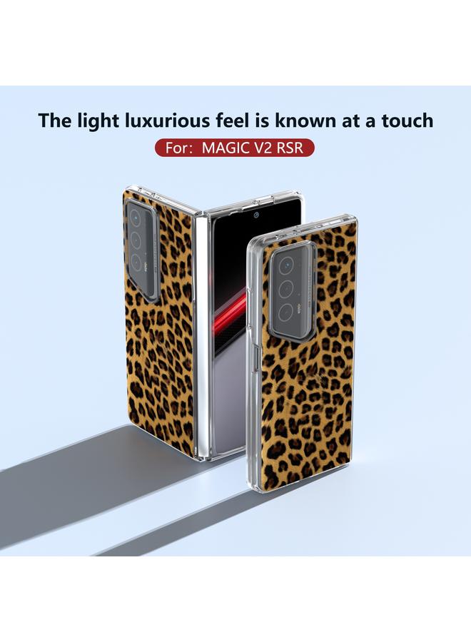اس-توب جراب هاتف Honor Magic V2 RSR Porsche Design ABEEL بإطار شفاف وطبعة جلد النمر - Image 2
